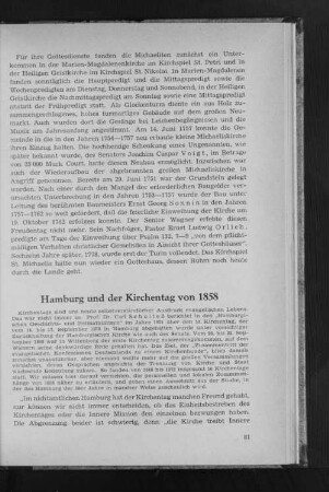 Hamburg und der Kirchentag von 1858