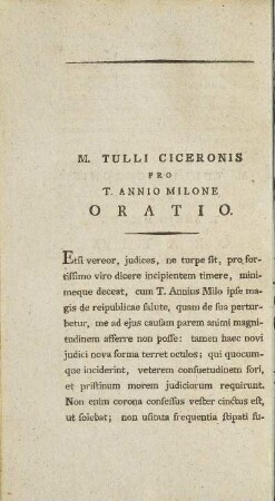 M. Tulli Ciceronis Pro T. Annio Milone Oratio / Uebersetzung der Rede Cicero's für T. Annius Milo.