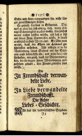 Die Achte Liebes-Geschichte. Die In Freundschafft verwandelte Liebe, Und In Liebe verwandelte Freundschafft.
