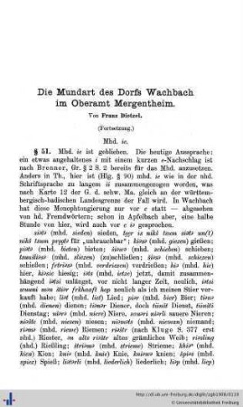 Die Mundart des Dorfs Wachbach im Oberamt Mergentheim, II (Schluss)