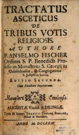 Tractatus Asceticus De Tribus Votis Religiosis