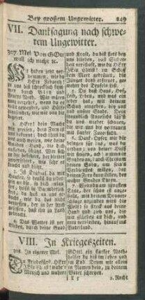 VII. Danksagung nach schwerem Ungewitter