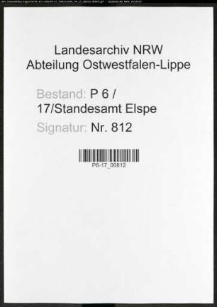 Sterberegister Standesamt Elspe
