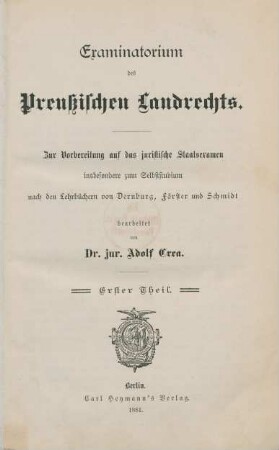 Theil 1: Examinatorium des Preußischen Landrechts