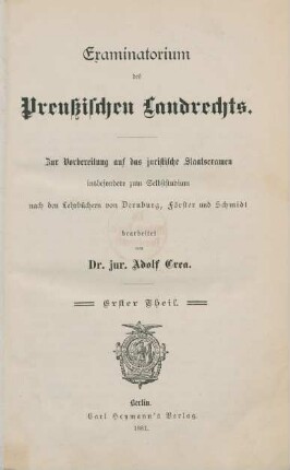 Theil 1: Examinatorium des Preußischen Landrechts