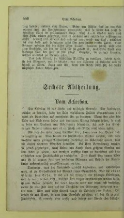 Sechste Abtheilung. Vom Ackerbau