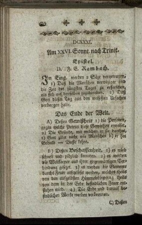 DCXXXI. Am XXVI. Sonnt. nach Trinit. Epistel.