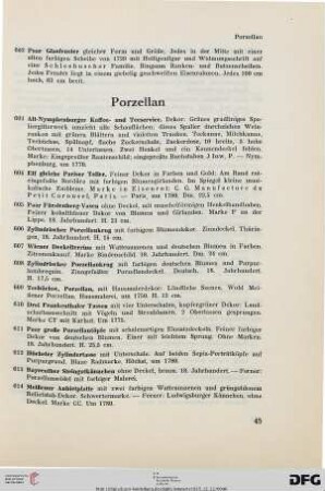 Porzellan (Nr. 603-692)