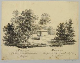 Das Denkmal für Fürst und Heerführer Józef Antoni Poniatowski in Leipzig (ertrunken während der Völkerschlacht in der Weißen Elster) in Gerhards Garten nordwestlich der Stadt (heute Poniatowskiplan)