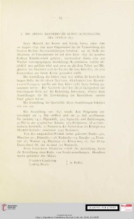 I. Die grosse akademische Kunst-Ausstellung des Jahres 1892