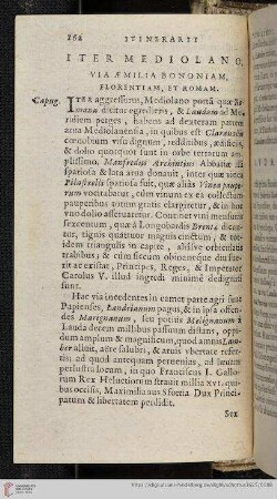 Iter Mediolano, Via Aemilia Bononiam, Florentiam, Et Romam