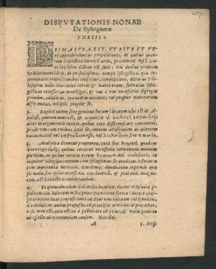 Disputationis Nonae De Syllogismo