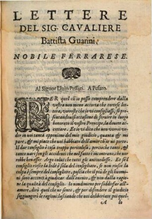 Lettere Del Signor Cavaliere Battista Gvarini Nobile Ferrarese. [1]