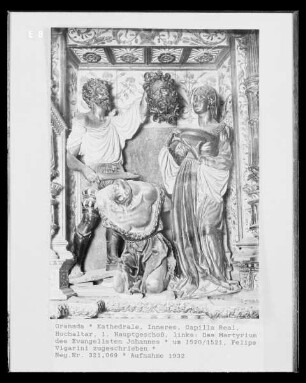 Hochaltar, 1. Hauptgeschoss, Detail linke Seite: Martyrium Johannes des Täufers