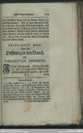 Experiment. XXXII. Von der Oeffnung in den Bauch
