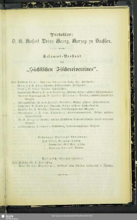 Gesammt-Vorstand des "Sächsischen Fischereivereines"