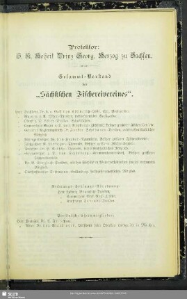 Gesammt-Vorstand des "Sächsischen Fischereivereines"