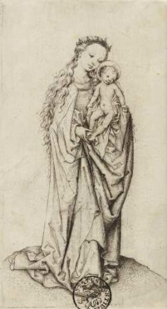 Maria mit dem Kind, das einen Apfel hält