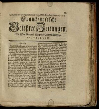 Num. LXXI. Dienstags, den 6. Sept. 1757. - Num. LXXX. Freytags, den 7. Octob. 1757.