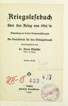 Bd. 3: [Bd. 3] : Sammlung der besten Kriegserzählungen; als Vorlesebuch für den Schulgebrauch