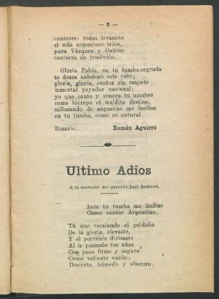 Último adiós : A la memoria del payador José Betinoti.