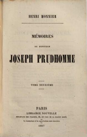Mémoires de Monsieur Joseph Prudhomme, 2