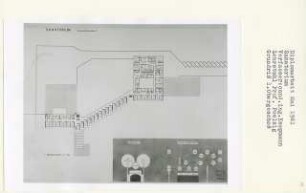 LVA-Sanatorium, Bad Oeynhausen (Diplomarbeit bei Peter Poelzig): Grundriss 1. Obergeschoss 1:200 und Funktionsschema