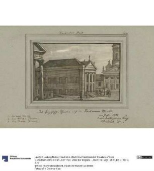 Friedrichs-Stadt. Das französische Theater auf dem Gensd'armenmarckt im Jahr 1782. unter der Regierung König Friedrich IIten.