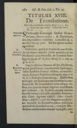 Titulus XVIII. De Translatione.