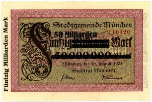 Geldschein / Notgeld, 50 Milliarden Mark, 1923