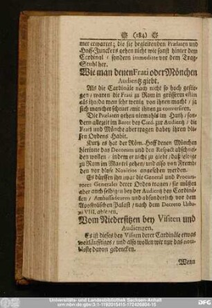 Wie man denen Frati oder Mönchen Audientz giebt.