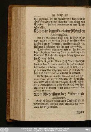 Wie man denen Frati oder Mönchen Audientz giebt.
