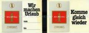 Werbeschild (doppelseitig) für "Reemtsma No 1"-Zigaretten,"Komme gleich wieder"