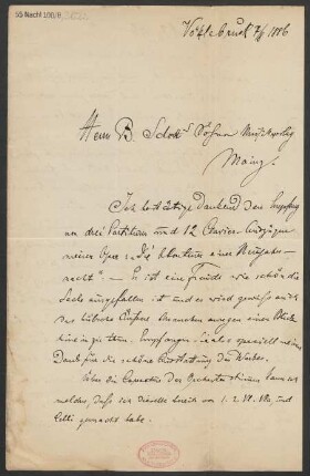 Brief an B. Schott's Söhne : 07.08.1886