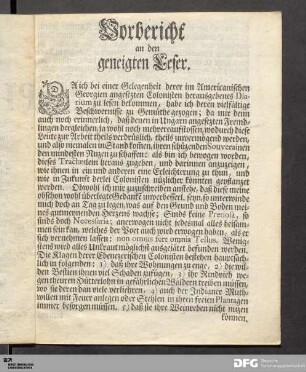 Vorbericht an den geneigten Leser.