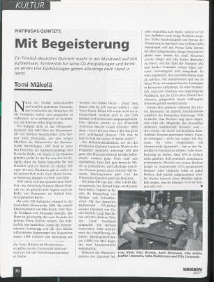 Pihtipudas-Quintett: Mit Begeisterung
