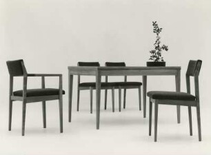 Tisch "Mod. 603 / 33" und Stuhl "Mod. 432 / 04" und Sessel "Mod. 432 / 14" von O. F. Pollak