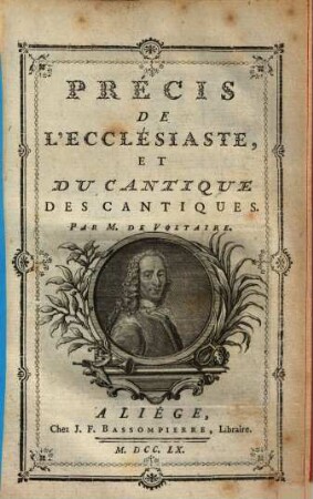Précis de l'écclésiaste, & du cantique des cantiques