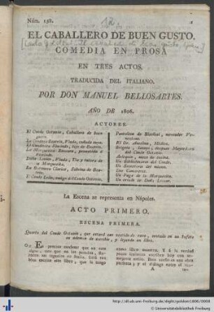 El Caballero De Buen Gusto : Comedia En Prosa En Tres Actos