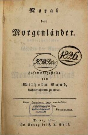 Moral der Morgenländer