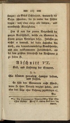 Abschnitt VI. Kost, und Nahrung der Sonorer