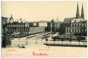 Dresden. Königlicher Zwinger, rechts im Hintergrund die Sophienkirche