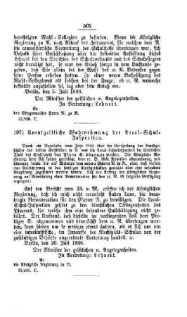 Unentgeltliche Wahrnehmung der Local-Schul-Inspection : [III. Elementarschulwesen]
