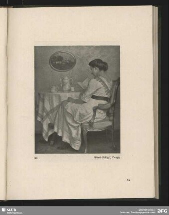 [Die Frau mit dem Buch am Teetisch]