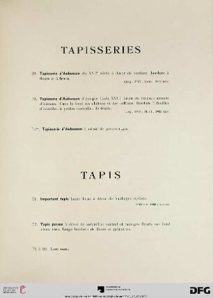 Tapisseries (Nr. 69-70)