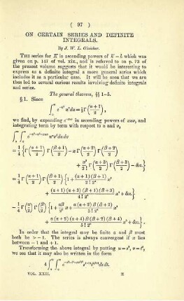 ON CERTAIN SERIES AND DEFINITE INTEGRALS.