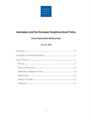 Azerbaijan and the European neighborhood policy