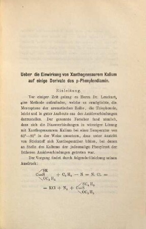 Beiträge zur Kenntniss einiger aromatischer Schwefelverbindungen
