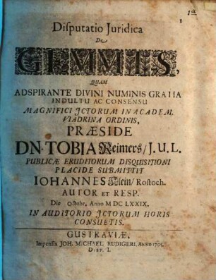 Disp. iurid. de gemmis