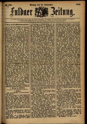 Ausgabe vom Montag, den 30. September 1889.